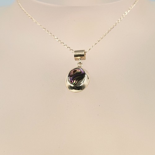 Abalone silver necklace with - silver,