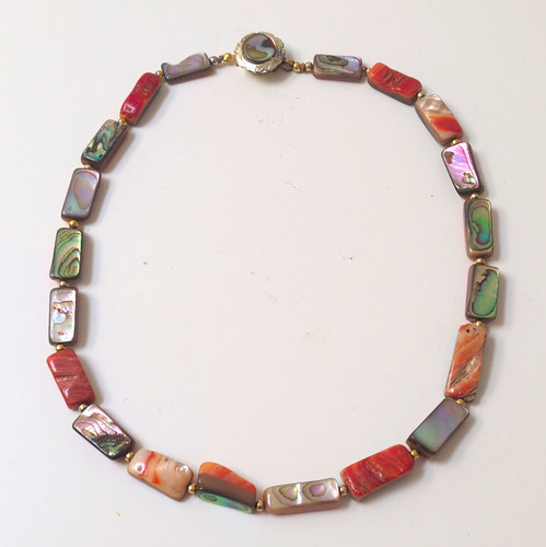 Vintage abalone shell beaded - abalone,