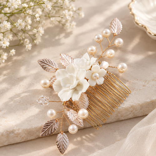 Rosette and pearls - rosette, hair
