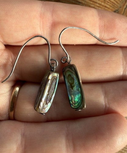 Abalone silver tone drop - silver,