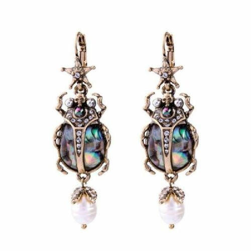 Natural abalone shell earrings - natural,