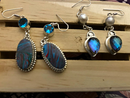 Pairs silver tone abalone - silver,