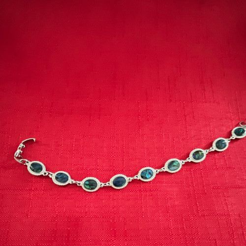 Silver tone link bracelet oval - silver,