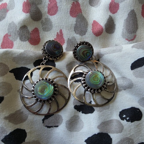 Sterling silver abalone shell - silver,