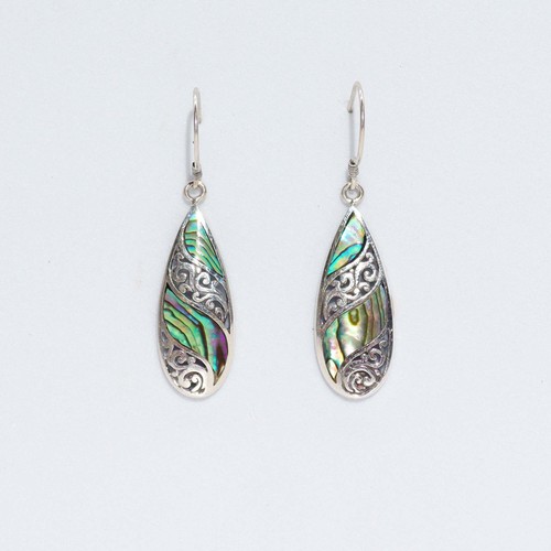 Shell silver earrings long - &,