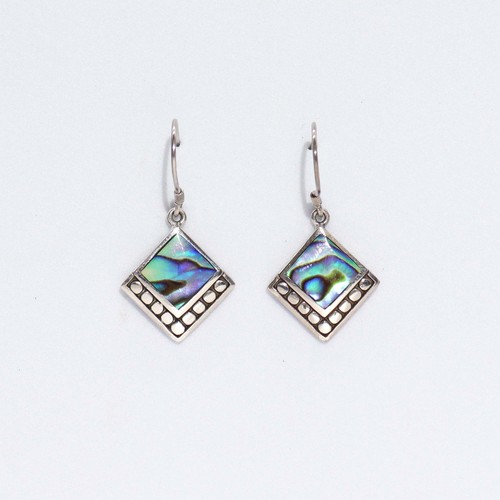 Shell silver earrings square - earrings,