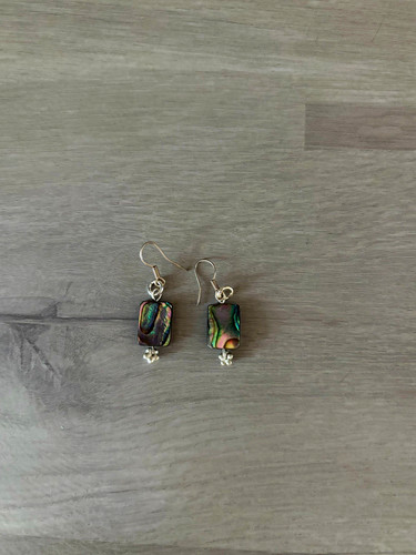 Silver abalone shell rectangle - silver,