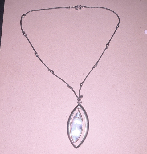 Silver tone cord necklace - silver,
